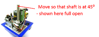 move motor  valve to 45⁰   midway position between open and close