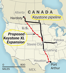  Carte des pipelines Keystone et Keystone XL 
